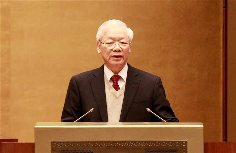 Tổng Bí thư Ban Chấp hành Trung ương Đảng Nguyễn Phú Trọng phát biểu tại Hội nghị.