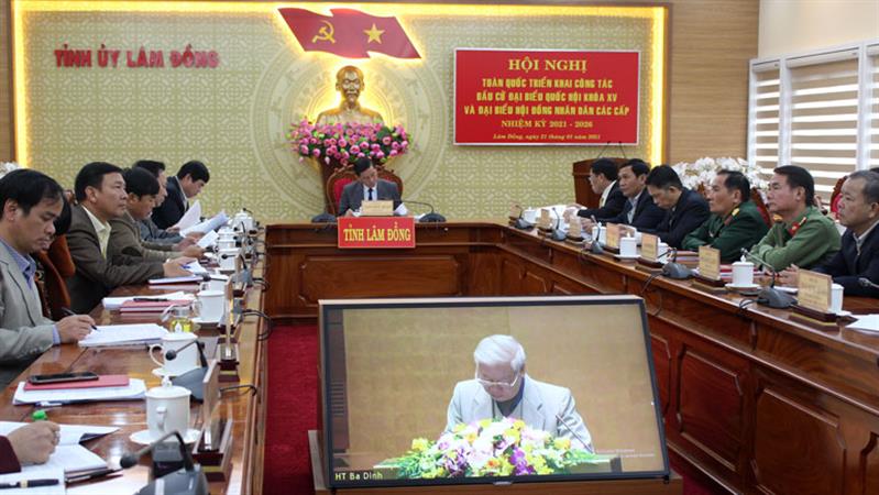 Toàn cảnh tại điểm cầu Tỉnh ủy Lâm Đồng