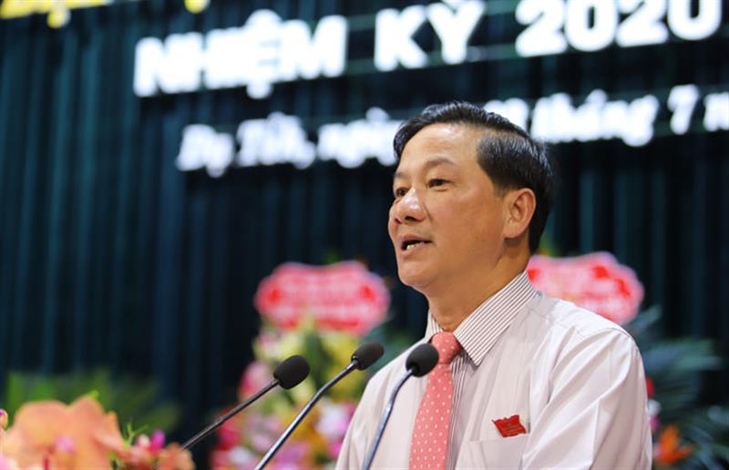 Đồng chí Trần Đức Quận – Phó Bí thư Thường trực Tỉnh ủy, Chủ tịch HĐND tỉnh Lâm Đồng phát biểu chỉ đạo Đại hội