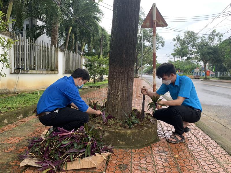 Công đoàn viên huyện Đạ Tẻh ra quân trồng cây