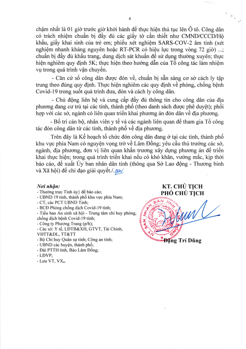 UBND tỉnh Lâm Đồng kêu gọi nhân dân không tự phát, tự ý di chuyển hoặc tổ chức thành các đoàn về lại địa phương Lâm Đồng.
